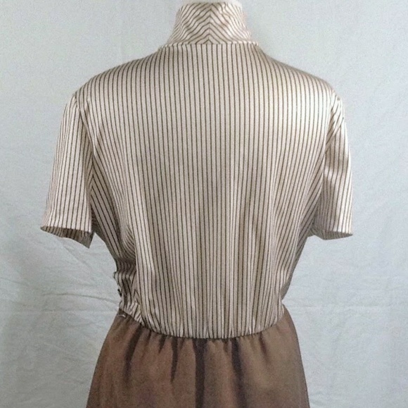 Beige Vintage P*ssyCat Bow Dress, Stripped Bodice - Picture 2 of 8